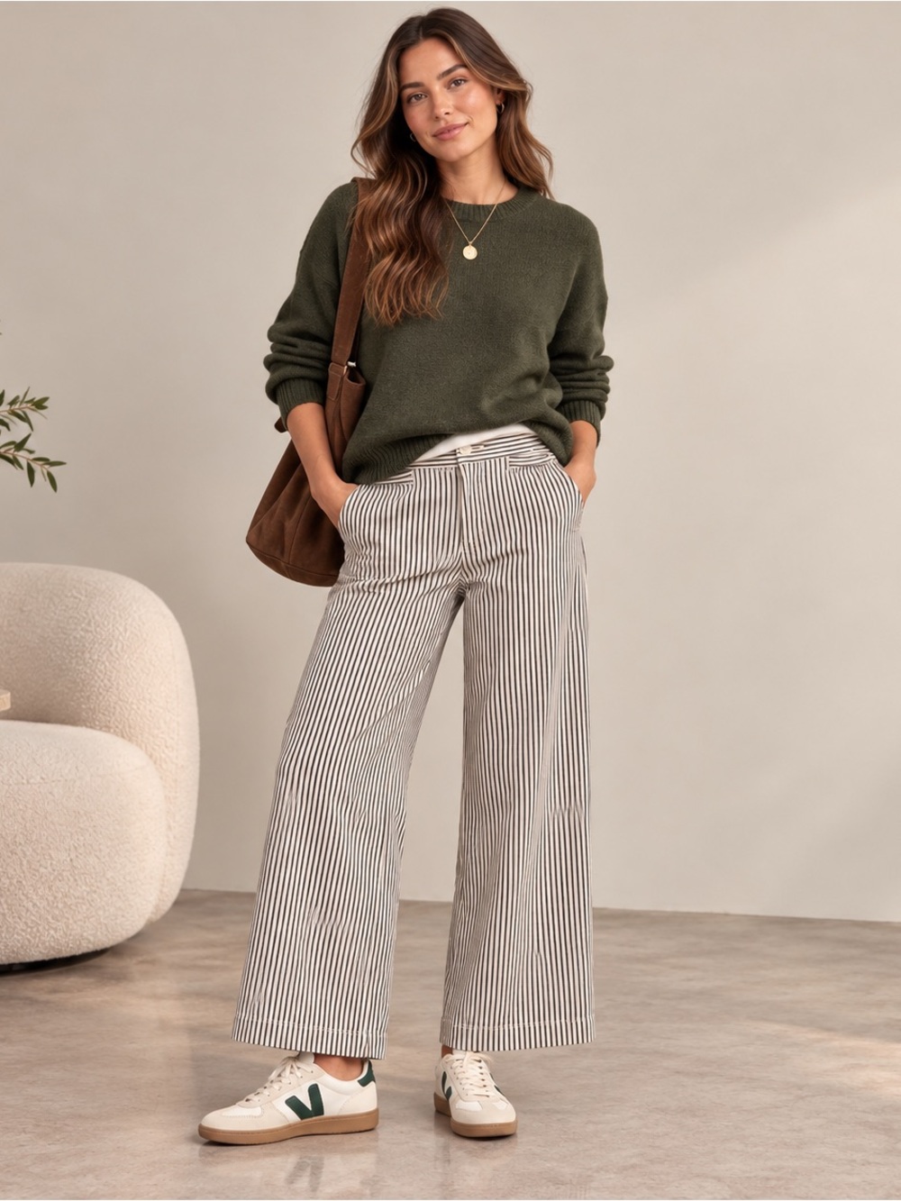 Madewell Emmett Wide Leg Crop Pants 25P Blue Purple Pinstripe High Rise